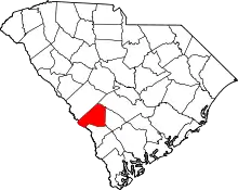 Map of South Carolina highlighting Barnwell County