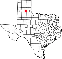 Map of Texas highlighting Briscoe County