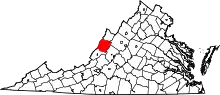 State map highlighting Bath County