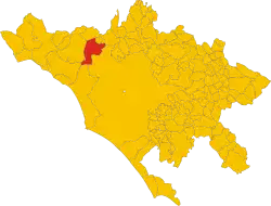 location of Anguillara Sabazia in the Metropolitan City of Rome