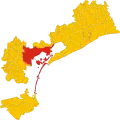 The whole comune (red) in the Metropolitan City of Venice