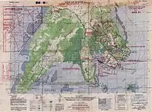 Colour map of southern Labuan marked with some of the locations mentioned in the article