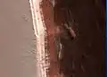 Image of the February 19, 2008 Mars avalanche captured by the Mars Reconnaissance Orbiter.
