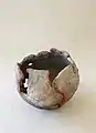 Untitled abstract vessel, 1958. Clay, pit-fired, 6&nbsp;×&nbsp;8 in. Photo by Will Taylor.