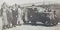 The Mayor of Clonmel presents a newly built Ford outside the factory