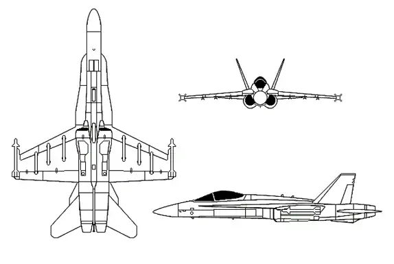Orthographic projection of the F/A-18 Hornet