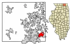 Location of Cary in McHenry County, Illinois.