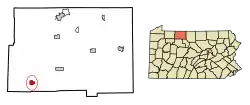 Location of Kane in McKean County, Pennsylvania.