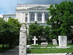 Medieval tombstones around the National Museum of Bosnia and Herzegovina