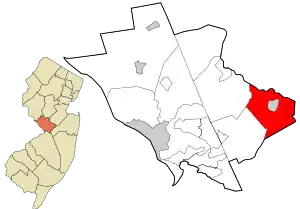 Location in Mercer County and the state of New Jersey.