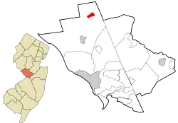 Location in Mercer County and the state of New Jersey.
