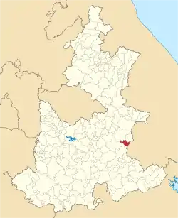 Location of the municipality in Puebla