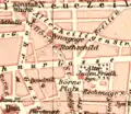 1892: Synagogue at Börneplatz, location of today's Neuer Börneplatz with the abbreviation Syn.