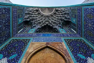 Persian blue in Shah mosque (16th c.) in Isfahan, Iran