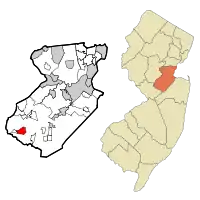 Map of Princeton Meadows highlighted within Middlesex County. Inset: Location of Middlesex County in New Jersey.
