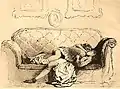 "Lovers Embrace," in ink by Mihály Zichy