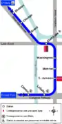 The route of the subway as it shows majority of the route in the Loop area