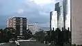 The Reforma Obelisco building (left), built in 1976, and the Torre Internacional (right), built in 1997.