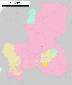 Location of Mitake in Gifu Prefecture
