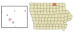 Location of Mitchell, Iowa