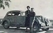 Suzanne Largeot (L.) and Yvonne Simon (R.), winners of the Coupe des Dames at the 1939 Monte Carlo rally in a Hotchkiss 686 Grand Sport.