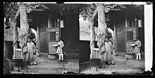 A stereogram of a porch c. 1870