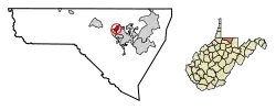 Location of Star City in Monongalia County, West Virginia.