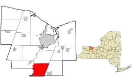 Location in Monroe County and the state of New York.