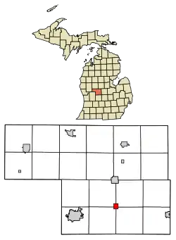 Location of Sheridan within Montcalm County, Michigan