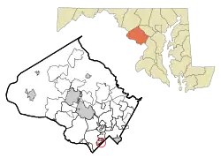 Location of Chevy Chase Village within Montgomery County, Maryland (click to enlarge).