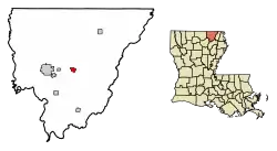 Location of Mer Rouge in Morehouse Parish, Louisiana.