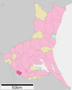 Location of Moriya in Ibaraki Prefecture