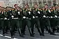 Ground Forces enlisted troops during the 2019 Moscow Victory Day Parade wearing a ceremonial version of the office uniform