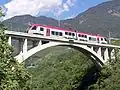 A train on Mostizzolo railway bridge