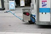 Motor and tow bar on a mobile pølsevogn.