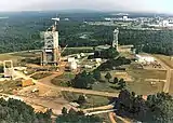 Aerial view of Kennedy Space Center showing VAB and Launch Complex 39