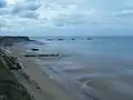 Elements of the Mulberry harbour are still present at Arromanches