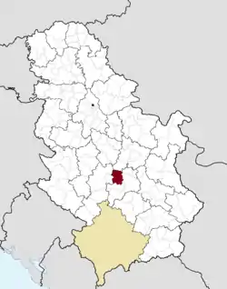 Location of the municipality of Trstenik within Serbia