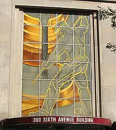 A wrought iron life-size facade of legendary steelworker Joe Magarac in downtown Pittsburgh