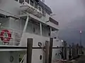 Hugh R. Sharp moored and secured with double lines for an imminent storm