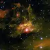 Infrared image of NGC 2547 taken with the Spitzer Space Telescope. Below the center HD 68478 and the shell around this star is seen.