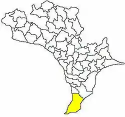 Mandal map of Krishna district showing Nagayalanka mandal (in yellow)