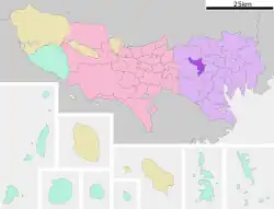 Location of Nakano in Tokyo