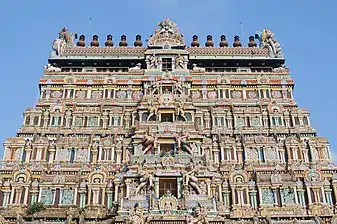 Nataraja Temple gopuram artwork in Chidambaram, Tamil Nadu