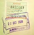 Entry sticker issued at Tribhuvan International Airport