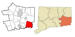 Stonington's location within New London County and Connecticut