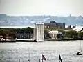 One of the four human-made falls in Olafur Eliasson's 2008 public art installation, New York City Waterfalls.