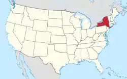 Location of New York state in the United States