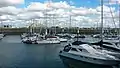 A view of Nieuwpoort marina from the south side with boats