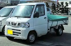 Nissan NT100 Clipper (2012-2013) .mw-parser-output .hatnote{font-style:italic}.mw-parser-output div.hatnote{padding-left:1.6em;margin-bottom:0.5em}.mw-parser-output .hatnote i{font-style:normal}.mw-parser-output .hatnote+link+.hatnote{margin-top:-0.5em}Further information: Mitsubishi Minicab